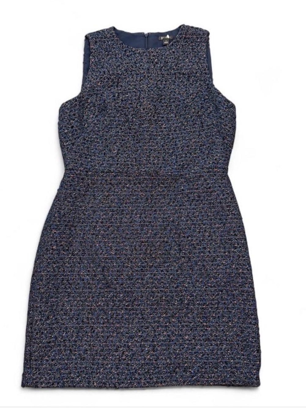 Ann Taylor Navy Multi-Tone Sleeveless Tweed Sheath Dress